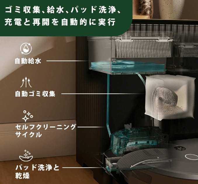 ルンバ　水拭きモップ　自動洗浄・乾燥