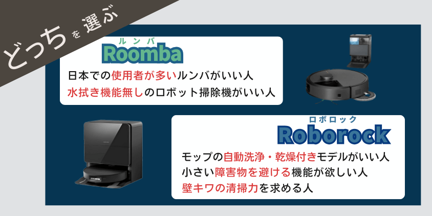 ロボロック（Roborock）　ルンバ( iRobot) 　違い　どっちを選ぶべきか　選び方