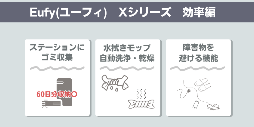 Eufy(ユーフィ)　アンカー　ロボット掃除機　X10Pro　X9Pro　X8Pro 手間の少なさ　違い　比較