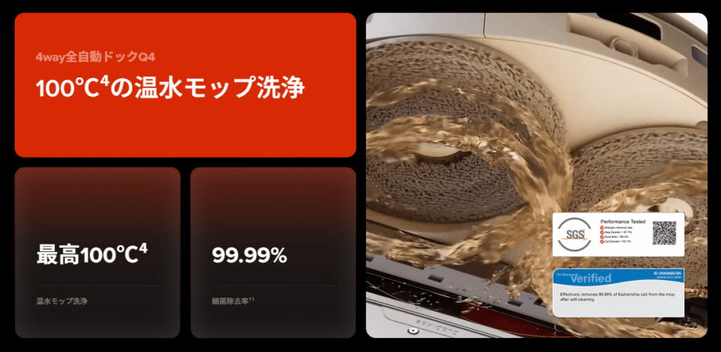 ロボロック　Curv2Pro モップ洗浄温度